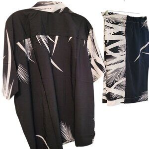 Men's Black and white casual summer 2 piece short set